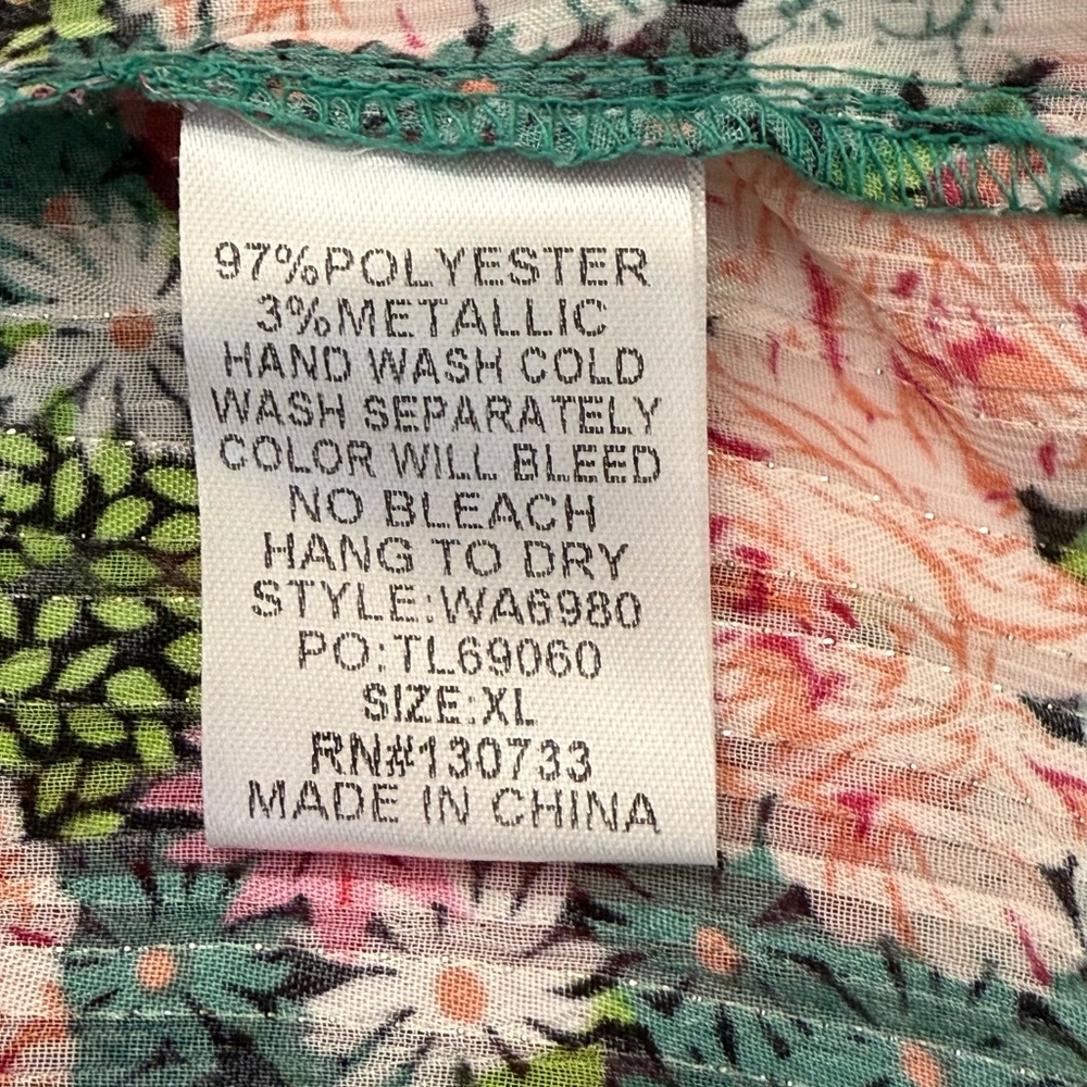 Umgee USA Sheer Floral Off Shoulder Metallic Threading High Low Hem Womens XL - Picture 4 of 5